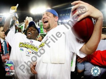 Santonio Holmes and Ben Roethlisberger celebrate - Super Bowl XLIII - #8 For Cheap